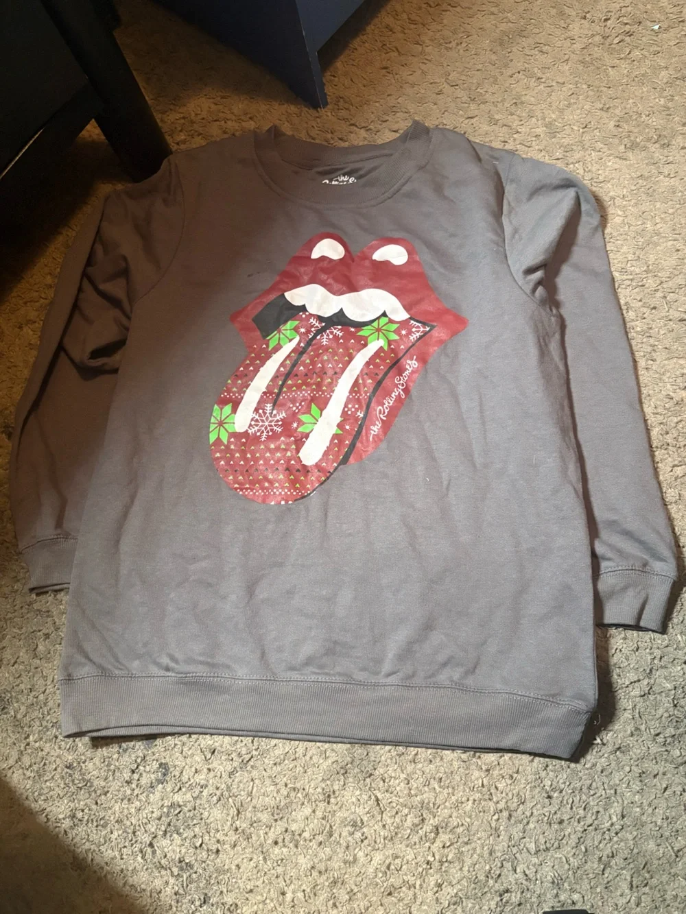 The Rolling Stones Kids Gray Sweatshirt with Festive Red Tongue Graphic